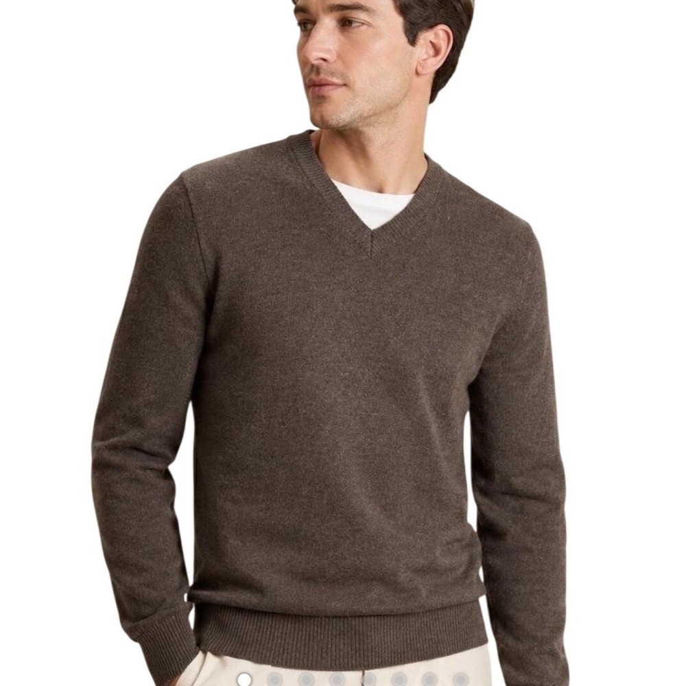 Banana Republic V-Neck Merino Wool Sweater Mens XL Brown Excellent